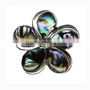 Sea Shell Flower Adjustable Ring Flower Blue Shell Pearl Ring Flower Shell Ring Green thumbnail-1