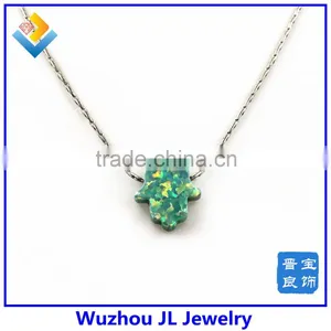 New Arrival Wholesale 925 Sterling Silver Bamboo Chain Hamsa Opal Necklace thumbnail-3