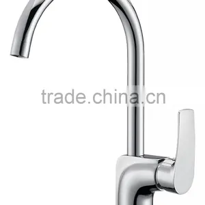Long Neck Elegant Swivel Handle Chrome Kitchen Sink Faucet thumbnail-2