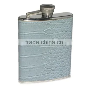 Stainless Steel and Woooden Wrapped Wine Bottle Flask 6oz thumbnail-3