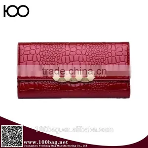 2016 New Arrival Women Genuine Leather Wallet Cowhide Crocodile Purse Security Ladies Party Clutches thumbnail-1