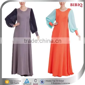 2016 Latest Fashion Summer Clothes Women Patchwork Chiffon Mixed Color Dress Arabic Evening Dresses thumbnail-1