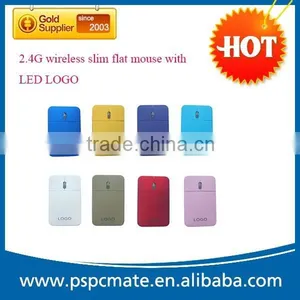 Rechargeable 2.4G Wireless Flat Slim Mouse With Led LOGO for Promotional Gift thumbnail-1