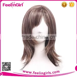 Mixed Brown Golden Adjustable Elastic Trim Women Synthetic Wig thumbnail-5