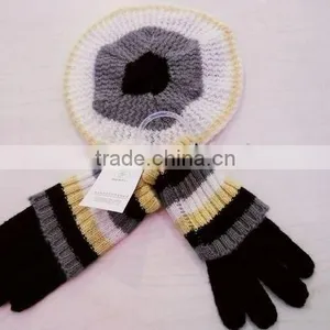 Fashion Acrylic Mohair Gloves Hat Beret Set thumbnail-1