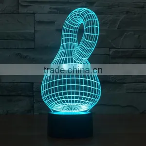 Calabash Shape 3d Optical Illusion Acrylic Led Night Light Lamp Touch Control + Battery Operated Christmas Led Lights thumbnail-5