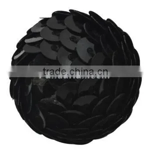 Woven Beads, Acrylic Wrapped With Paillette, Black, 20mm Long, 22mm Wide, Hole: 3mm(CR177Y-3) thumbnail-1