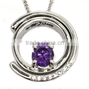 Elegant Pendant Necklace With One Large Purge Crystal Pendant Adorned for Girls thumbnail-2