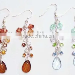 Fashion Earring With Bead and Stone Pendant thumbnail-1