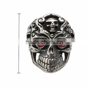 Stainless Steel Titanium Silver Men's Skull Men Cool Biker Punk Ring Retro thumbnail-2