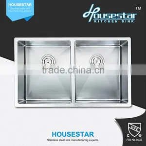 Kitchen Equipments for Restaurant Stainless Steel Undermount Double Handmade Kitchen Sink thumbnail-1