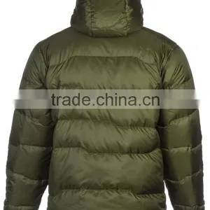 Khaki 80/20 Feather Hooded Down Jacket for Men thumbnail-2
