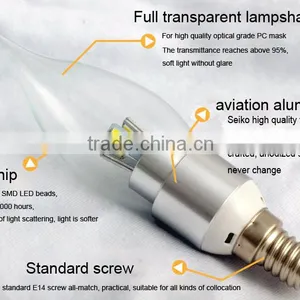 New Recommend IC Driver Led AC85V-265V Glowever Candle Type SMD 5730 LED Bulb Lamp 3w 4w thumbnail-1