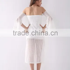 Latest Design Fashion Sexy Spring Off Shoulder White Apparel Dresses thumbnail-5