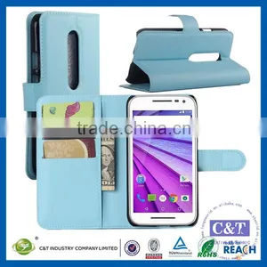 C&T Light Blue Bookstyle Stand Wallet Leather Flip Cover Phone Case for Motorola Moto Droid Turbo 2 thumbnail-1
