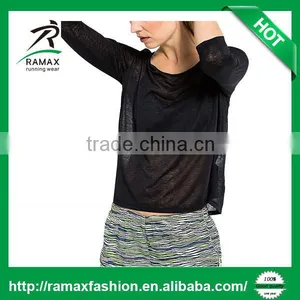 Ramax Custom Women Crew Neck 3/4 Sleeve Semi-sheer Running T Shirt thumbnail-2