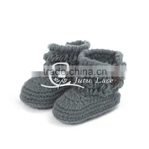 Warm Coral Fleece Vamp Newborn Fancy Baby Girl Shoes, Woolen Fabric Baby Shoes With Button thumbnail-1