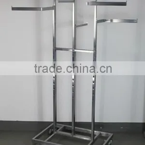 RH-YJ04 Cloth Display Racks 900*610*1800 Q235 Chrome Plated High Quality Clothes Rack Stand Display Metal Clothes Rack thumbnail-1