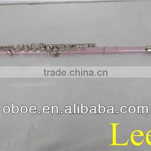 Woodwind Musical Instrument Cupronickel Body C Tone Nickel Plated 16 Closed Holes Colorful Pink Flute--4101 thumbnail-1
