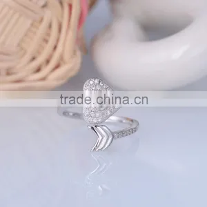 Romantic Cupid's Love Arrow Open Ended Ring With Zircon Silver thumbnail-4