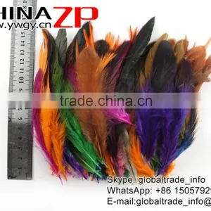 Top Supplier ZPDECOR Good Quality Colored Mix Colors Chicken Half Bronze Rooster Schlappen Feathers for Decoration thumbnail-3