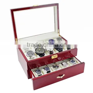 Luxury Glossy Wood Box Packaging 2 Layer 24 Watches Storage thumbnail-1