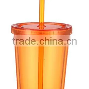 Double Wall Insulated Plastic Tumblers With Straw and Lid thumbnail-3