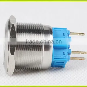 25mm Stainless Steel Latching 2NO2NC Ring Illuminated LED Metal Push Button Switch thumbnail-4