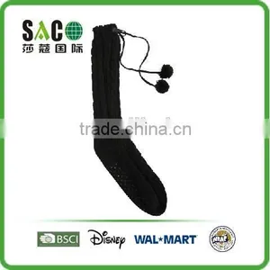 Cable Pattern String With Pom Pom Knee-high Acrylic Socks thumbnail-2