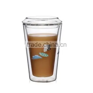 Stockage & Promotional 300ml Heat Resistant Borosilicate Glass Coffee Cup With Glass Lid for Drinking thumbnail-2
