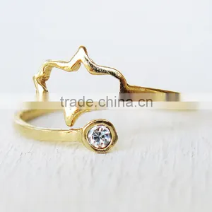 Fashion Gold Plated Adjustable Wedding Rings Cubic Zirconia Engagement Rings thumbnail-2