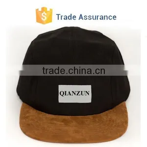 Custom 5 Panel Caps Snapback Hat With Suede Brim 5 Panel Cap thumbnail-1