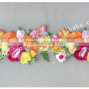 Newest Design Beautiful Flower Embroidery Organza Lace With Organza thumbnail-4