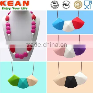 Easily Cleaned With Water Silicone Bead Necklace Silicone Teething Necklace White Black thumbnail-4