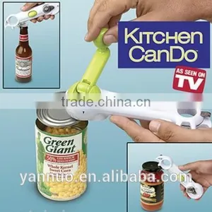 Safety Bottel One Touch Can Opener, Bottle Opener Kit Grinding Garlic Keychain thumbnail-1