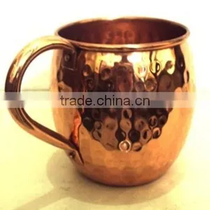 100% PURE COPPER FDA APPROVED HAMMERED BARREL DRINKING MUG WITH RIVETED HANDLE FOR MOSCOW MULE, VODKA thumbnail-4