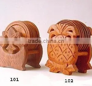 Wooden Tea Coaster , Cup Coaster, Engraved Coaster, Monogram Coaster, Tea Coaster Set, Wine Coaster, Wooden Coaster, Bar Coaster thumbnail-1