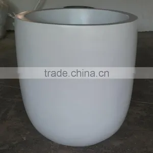 Round White Fiberglass Flower Pot thumbnail-1