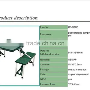 Custom Outdoor Square Folding and Camping Dining Table and Chair Set With Plastic Top thumbnail-6