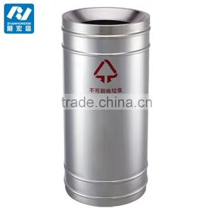 Outdoor Open Top Stainless Steel Double Compartment Litter Bin thumbnail-6