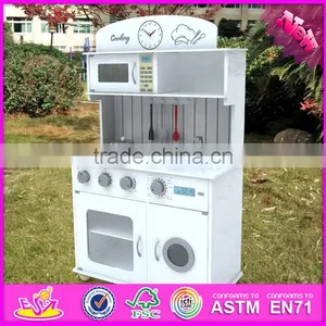 2017 New Design Pretend Play White Wooden Toy Kitchens for Toddlers W10C267 thumbnail-4