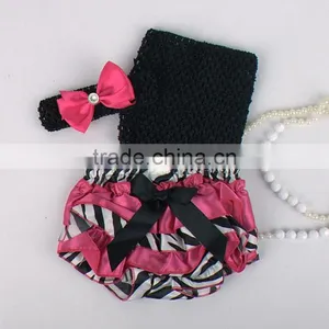 Hot Sell Adorable Baby Diaper and Crochet Tube Top3 Sets , Satin Baby Bloomers, Baby Ruffle Bloomers thumbnail-5