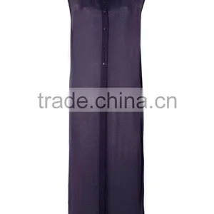 2017 Latest Sleeveless Maxi Beach Shirt Dress Bohemian Button Maxi Dress HSd9212 thumbnail-2