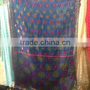 Blue Hand Embroidered PHULKARI GEORGETTE DUPATTA SHAWL Stole thumbnail-1