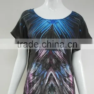 Ladies' Plume Printing Silk Habotai Pullover thumbnail-1