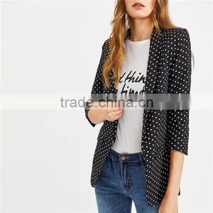 2018 Fall and Winter Newest Style Fitted Polka Dot Open Front Blazer thumbnail-1