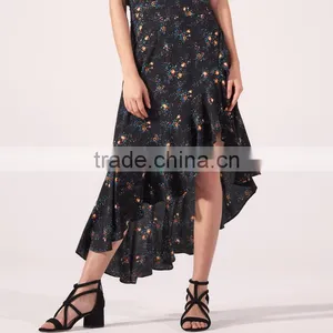 THE NEWEST Women Sexy All-over Floral Print Asymmetric Skirt thumbnail-4
