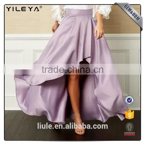 Soft Satin Used Short Front Long Back Pink Women Open Front Skirt thumbnail-2