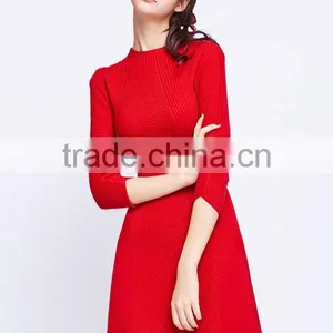 OEM Custom Latest Formal Design Wool Knitting Pattern Sweater Dress for Women thumbnail-2