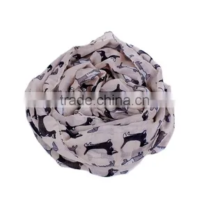 Voile Scarves & Wraps Rectangle Light Pink Dog Fabric Wholesale Scarf thumbnail-3